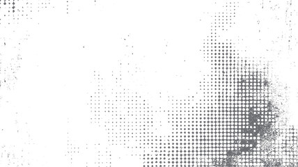 Poster - Faded halftone dot texture with rough grunge surface. Abstract overlay design element. Perfect for poster, retro art, and backgrounds.