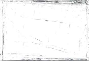Poster - Scratched border grunge background texture. Minimal worn frame effect for overlays. Great for graphic, web and retro design.