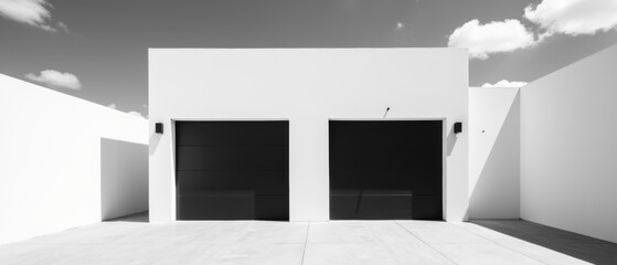 Poster - Minimalist architecture, modern design, black and white, geometric shapes, clean lines, contemporary style