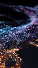 Aufkleber - A mesmerizing digital background illustrating a web of global connectivity. The vibrant nodes symbolize diverse networks while flowing lines represent the continuous flow of data encapsulating