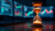 © Swetlana - A digital hourglass counts down with falling market data — a symbol of urgency and time sensitivity in trading.
