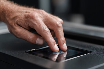 Aufkleber - A hand is touching a screen with a fingerprint on it