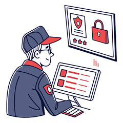 Poster - Security Guard Monitoring Digital System on Tablet