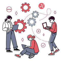 Poster - Team Collaboration and Network Connectivity Illustration