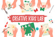 © Little Monster 2070 - Png creative activity for children with colouring birthday party brush paint student arm illustration fun cartoon celebration preschool crowd