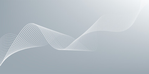 Poster - Gray and white abstract background with flowing particles. Digital future technology concept. vector illustration.