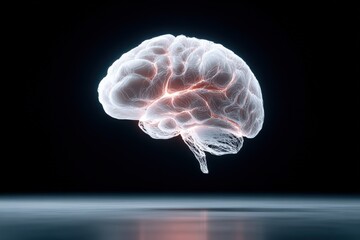Poster - Highly detailed digital illustration of a human brain with neural pathways illuminated highlighting brain function and neuroscience concept 3D render