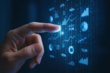 Poster - Strategic interaction with dynamic data visualization illustrates decision-making and analytical insight in a digital business environment
