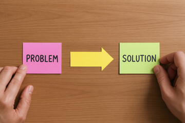 Poster - Effective problem-solving is depicted through a strategic process moving from challenge identification to actionable resolution with clear guidance