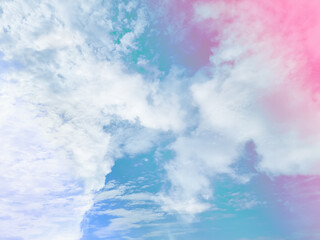 Wall Mural - beauty sweet pastel pink and green colorful with fluffy clouds on sky. multi color rainbow image. abstract fantasy growing light