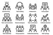© Ophelia - Business and teamwork vector illustration: collaborative icons for organizational success