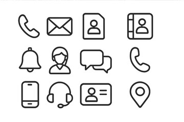 Poster - Communication and contact icons vector illustration for web and app design in line style