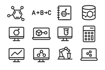 Poster - Science and technology icons vector illustration for educational design in line style