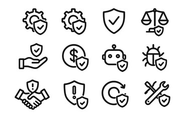 Poster - Cybersecurity and protection icons vector illustration - flat design for digital security and tech applications