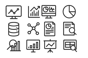 Poster - Data analytics and business report elements vector illustration for infographic design in modern line style