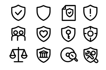 Poster - Security and privacy icons vector illustration for technology and web design in modern flat style