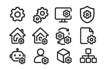 Poster - Technology and automation icon set vector illustration for digital design projects