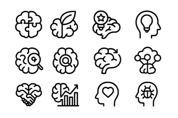 Aufkleber - Brain icon set with innovation and analysis concepts vector illustration for design projects