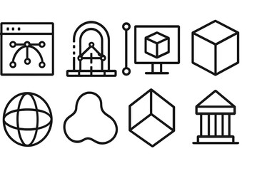 Poster - Geometric and technology icons vector illustration for digital design projects