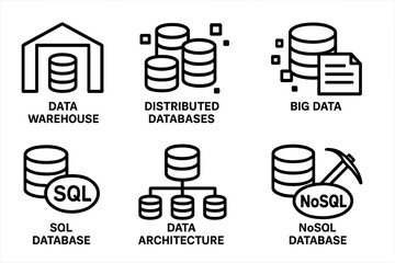 Poster - Vector illustration of data storage and management concepts: big data, sql, nosql, and data architecture icons