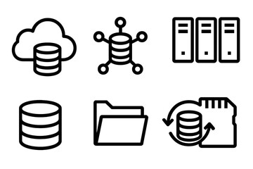 Poster - Cloud and network data storage vector illustration in modern line style for technology solutions