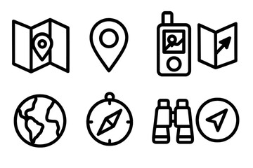 Poster - Navigation and travel vector illustration: gps, map, location icons for print and web design