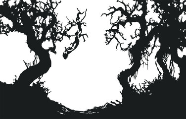  Tree silhouette vector art featuring a black branch illustration perfect for nature design.