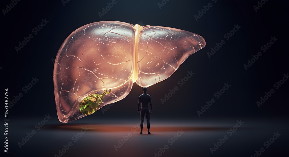 Human Liver Anatomy 3D Model Showing Structure and Function Stock ...