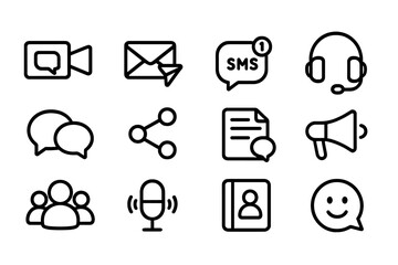 Poster - Communication icons vector illustration for digital media, messaging, and networking design