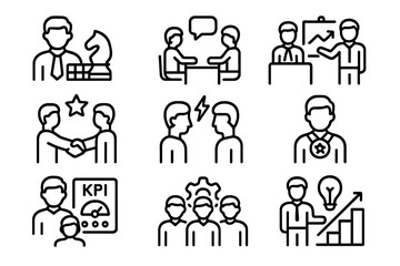 Poster - Business strategy and teamwork icons vector illustration for corporate design