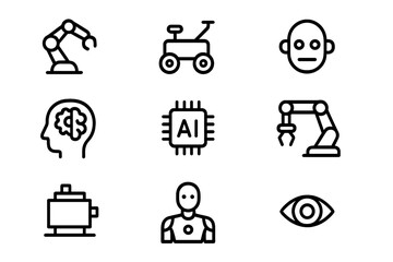 Poster - Futuristic technology and robotics vector illustration - modern icons for ai and automation design