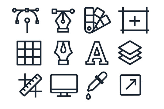 Graphic design tools vector illustration with icons for creative projects in flat style