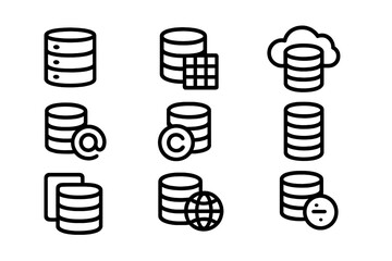 Fototapete - Database icons vector illustration - cloud storage design for web and print in minimal line style