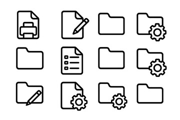 Poster - Minimalist file and folder icons vector illustration for digital interface design