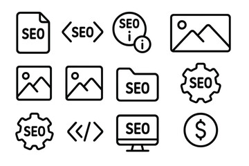 Fototapete - Seo technology icons vector illustration for digital marketing and web design