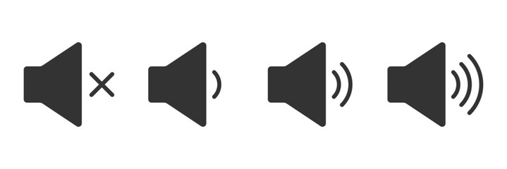 Poster - speaker icon set. noise icons symbol. sound level. silent signs. Volume symbol. Megaphone icons set. Loudspeaker megaphone icon collection. Shout announce. Loud speaker public announcement. EPS 10. 