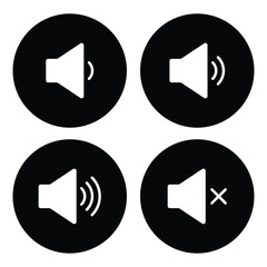 Poster - Megaphone icon. Loudspeaker vector set. Announcement sign. Marketing megaphone sign. Speaker volume icon with sound waves. Sound off and sound on vector icons. Sound speaker icon in black outline. 