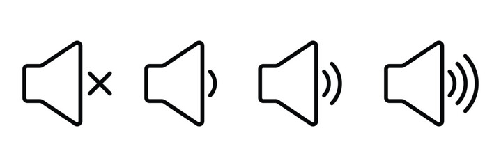 Poster - Speaker volume icon with sound waves. Speaker icon vector illustration. volume sign and symbol. loudspeaker icon. sound symbol. speaker on, off. Mute and silent icon set. Design eps 10. 