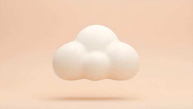 White 3D rendered cloud shape floating on a light background