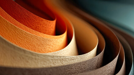 Poster - A delicate, abstract composition of layered paper-like structures in soft beige and orange tones, resembling the intricate petals of a blooming flower