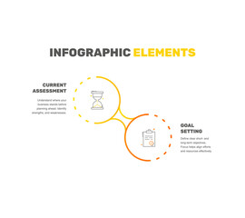 Poster - Vector line template circle infographics. Business concept with 2 options and labels. Two steps for diagrams, flowchart, timeline