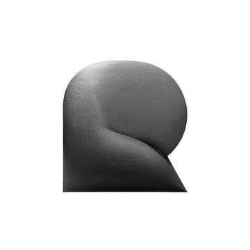 Abstract Monochromatic Letter R. Noisy Edgy Geometric Shapes with gradient