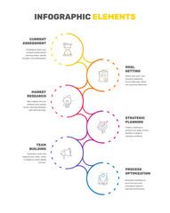 Poster - Vector line template circle infographics. Business concept with 6 options and labels. Six steps for diagrams, flowchart, timeline