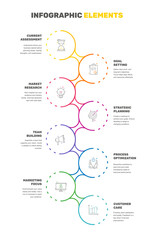 Poster - Vector line template circle infographics. Business concept with 8 options and labels. Eight steps for diagrams, flowchart, timeline