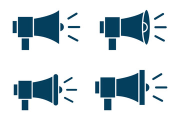 Poster - speaker icon set. noise icons symbol. sound level. silent signs. Volume symbol. Megaphone icons set. Loudspeaker megaphone icon collection. Shout announce. Loud speaker public announcement. EPS 10. 