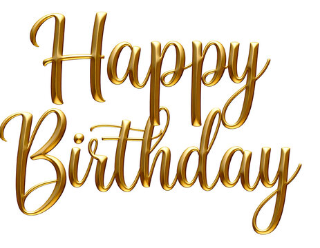 Luxurious three-dimensional golden text wishing 'Happy Birthday' for any special event.