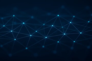 Fototapete - Abstract Network Connection with Glowing Nodes and Lines on Dark Blue Background