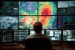 © Oleh - Meteorologist analyzing hurricane data on multiple computer screens