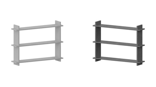 A set of two shelves on a white background