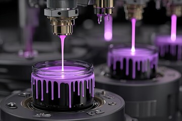 Poster - High-precision manufacturing of purple paint with automated dispensing equipment in a modern facility
